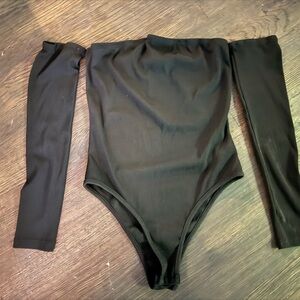 Black off the shoulders bodysuit